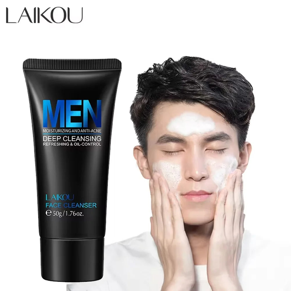 LAIKOU Men Facial Cleanser Face Washing Moisturizing Man Skin Care Oil Control Blackhead Remove Scrub Cosmetics Deep Norishing